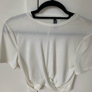 White Cropped Twist Top
